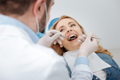 Patient visiting dentist for checkup