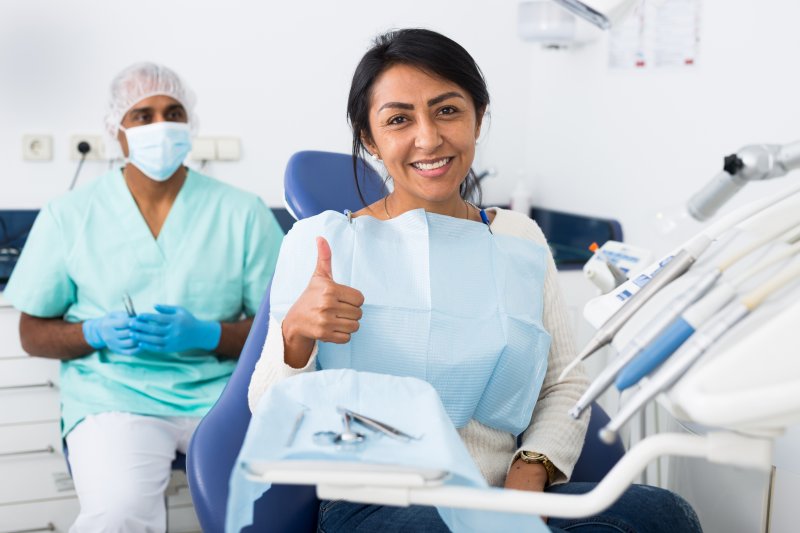 Patient at the dentist for emergency dental care